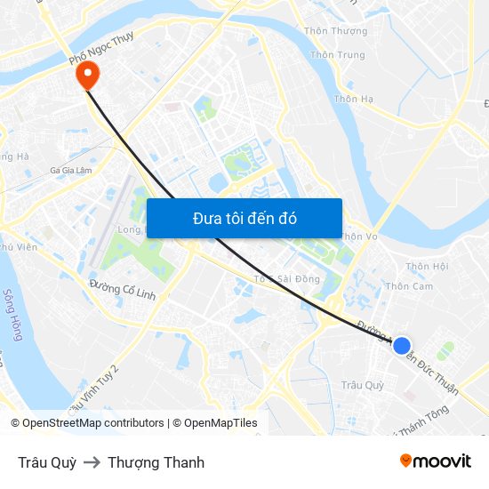 Trâu Quỳ to Thượng Thanh map