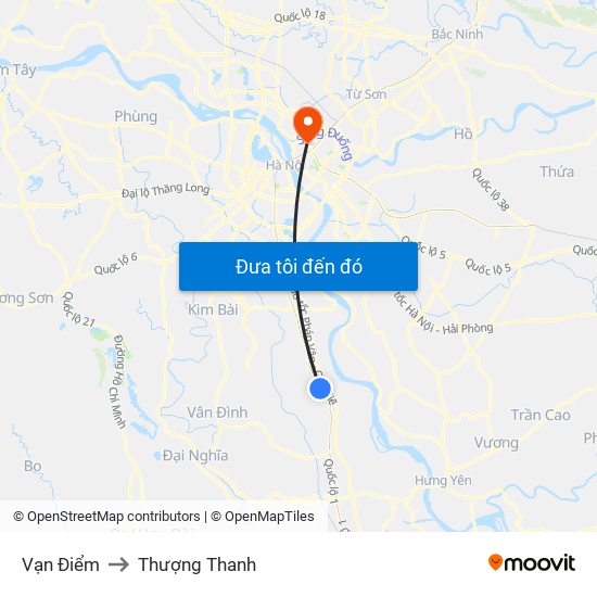 Vạn Điểm to Thượng Thanh map