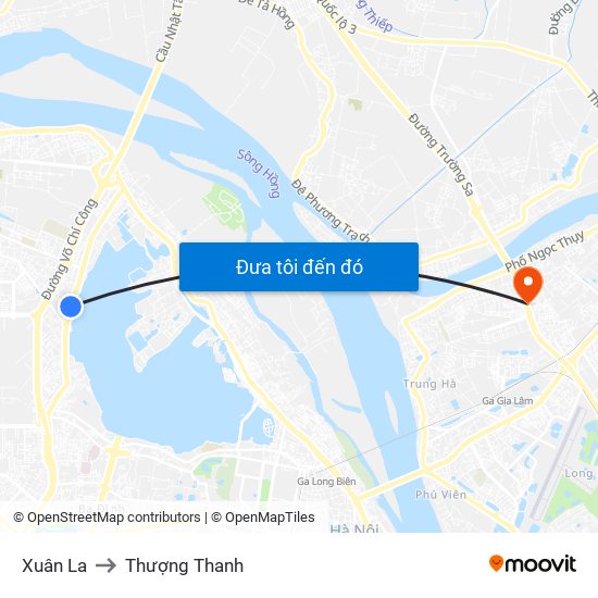 Xuân La to Thượng Thanh map