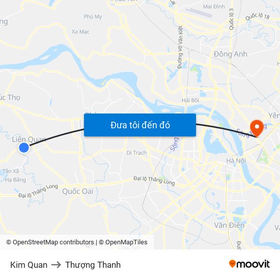 Kim Quan to Thượng Thanh map