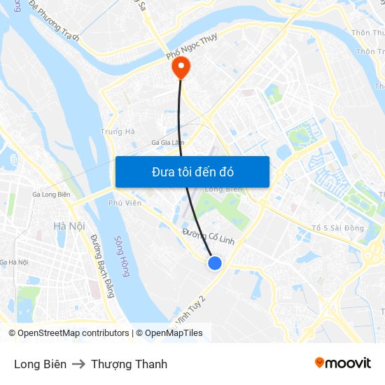 Long Biên to Thượng Thanh map