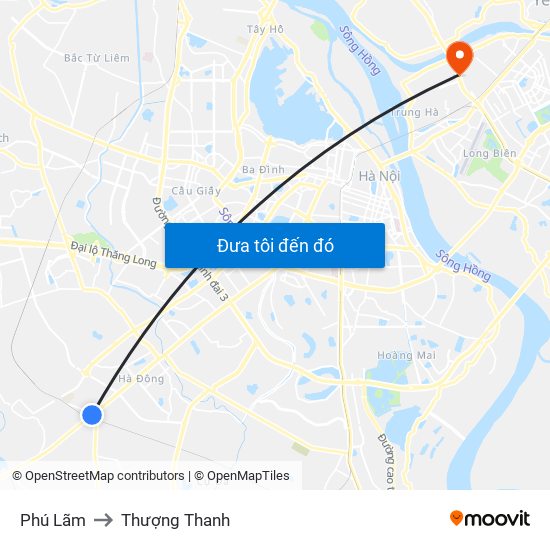 Phú Lãm to Thượng Thanh map