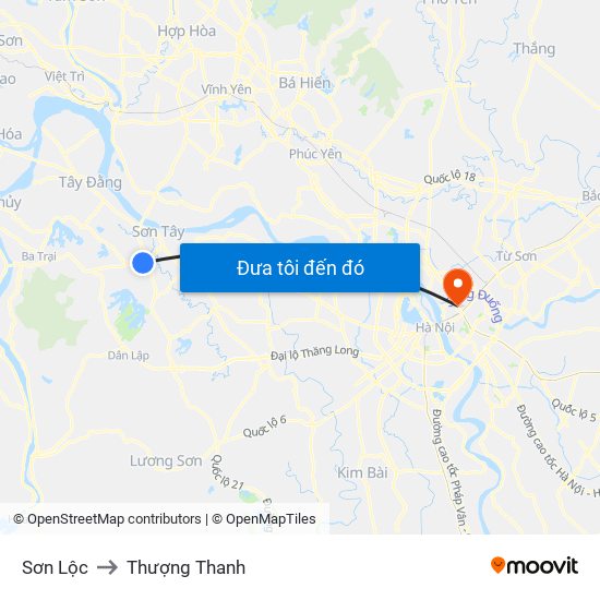 Sơn Lộc to Thượng Thanh map