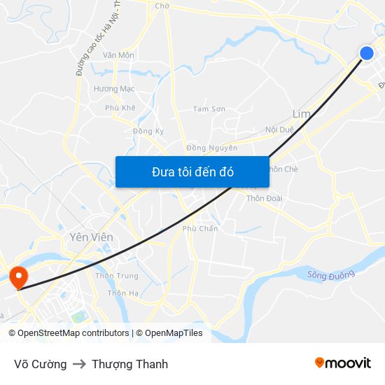 Võ Cường to Thượng Thanh map