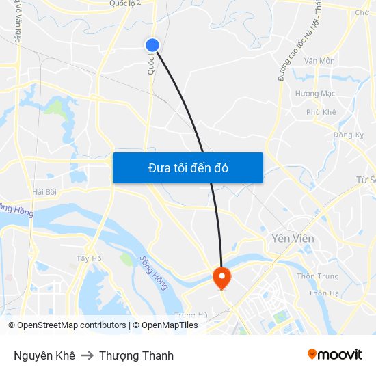 Nguyên Khê to Thượng Thanh map