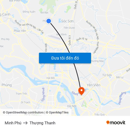 Minh Phú to Thượng Thanh map