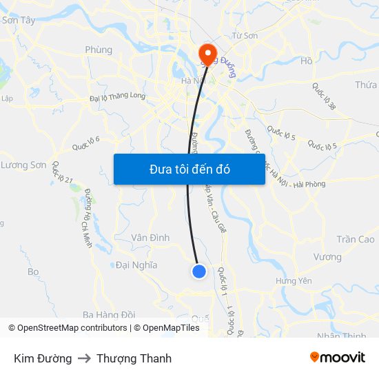 Kim Đường to Thượng Thanh map