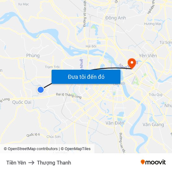 Tiền Yên to Thượng Thanh map