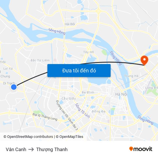 Vân Canh to Thượng Thanh map