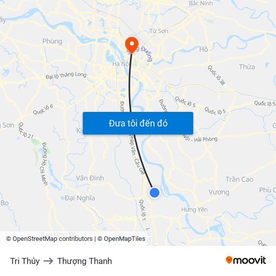 Tri Thủy to Thượng Thanh map