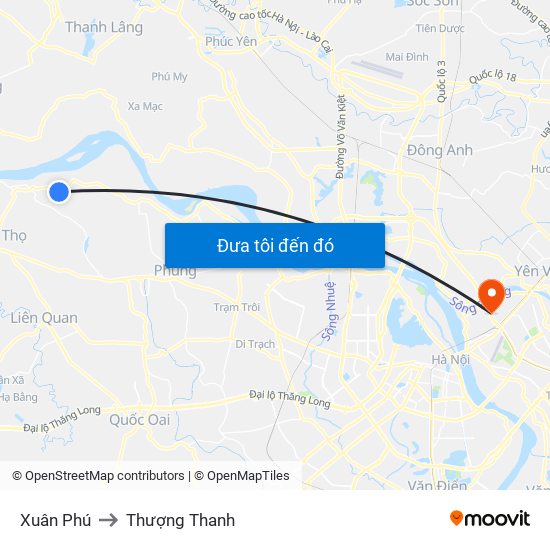 Xuân Phú to Thượng Thanh map