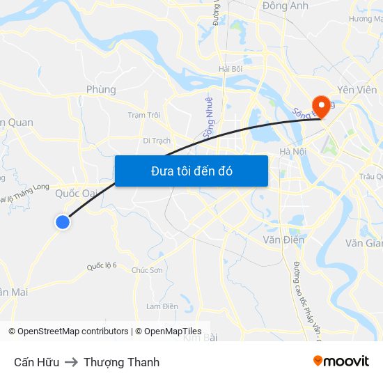 Cấn Hữu to Thượng Thanh map