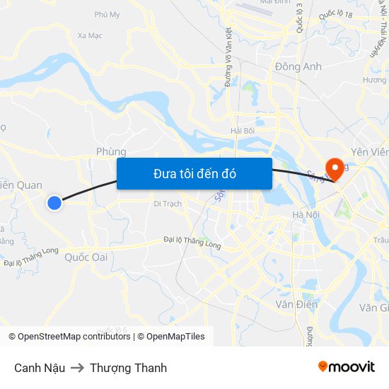 Canh Nậu to Thượng Thanh map