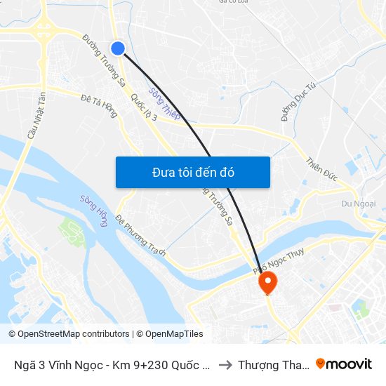 Ngã 3 Vĩnh Ngọc - Km 9+230 Quốc Lộ 3 to Thượng Thanh map