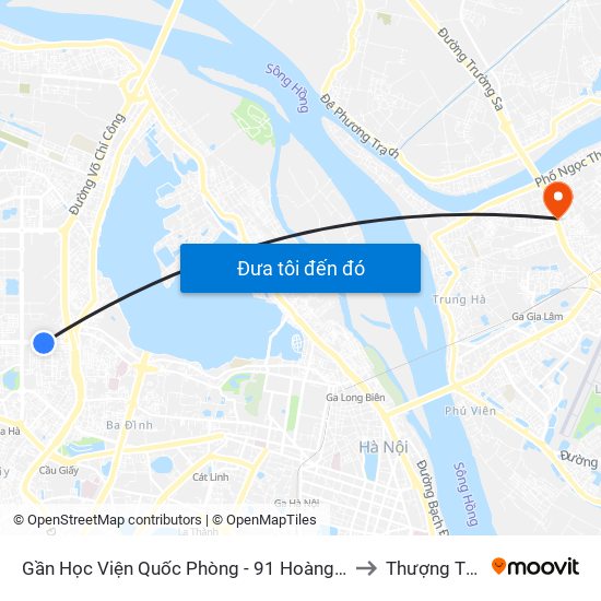 Gần Học Viện Quốc Phòng - 91 Hoàng Quốc Việt to Thượng Thanh map