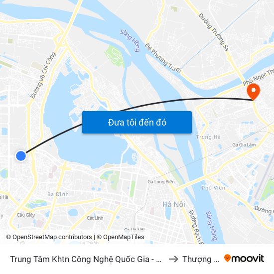 Trung Tâm Khtn Công Nghệ Quốc Gia - 18 Hoàng Quốc Việt to Thượng Thanh map