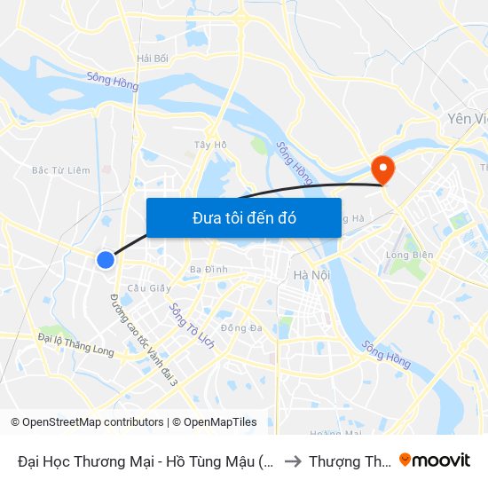 Đại Học Thương Mại - Hồ Tùng Mậu (Cột Sau) to Thượng Thanh map