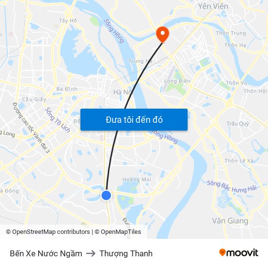 Bến Xe Nước Ngầm to Thượng Thanh map