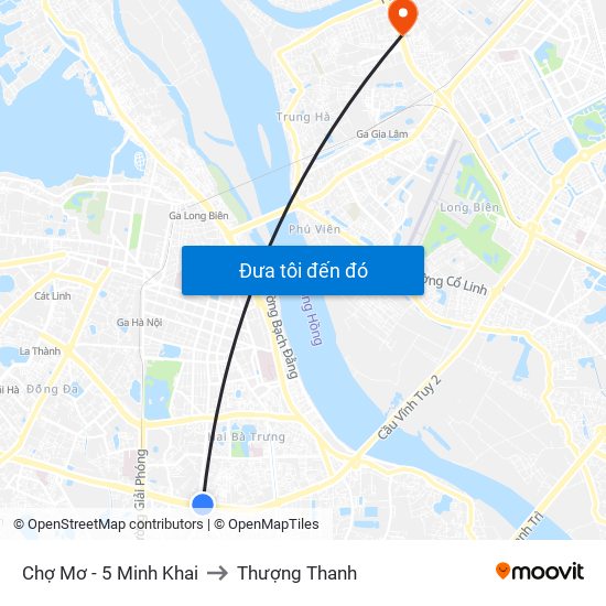 Chợ Mơ - 5 Minh Khai to Thượng Thanh map
