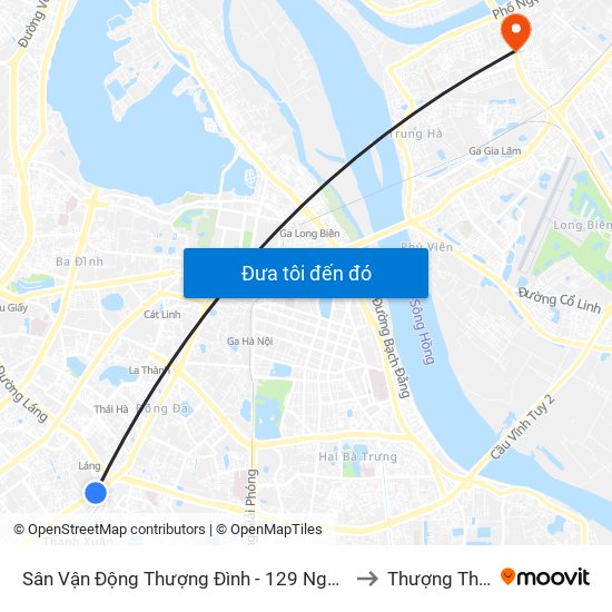 Sân Vận Động Thượng Đình - 129 Nguyễn Trãi to Thượng Thanh map
