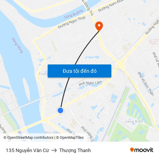 135 Nguyễn Văn Cừ to Thượng Thanh map