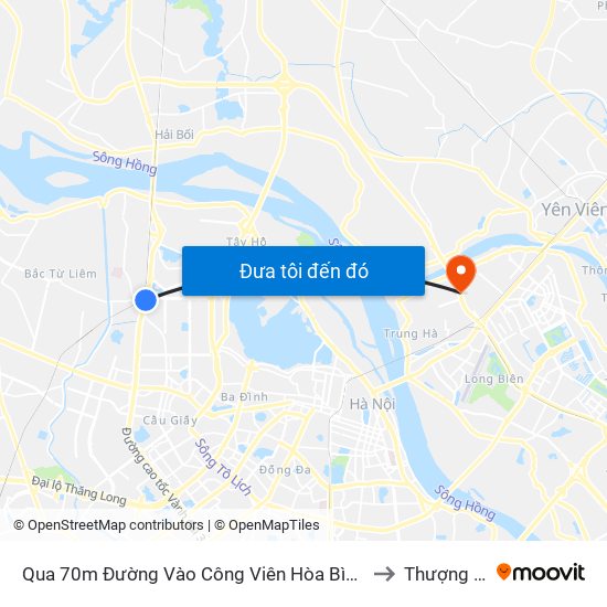 Qua 70m Đường Vào Công Viên Hòa Bình - Phạm Văn Đồng to Thượng Thanh map