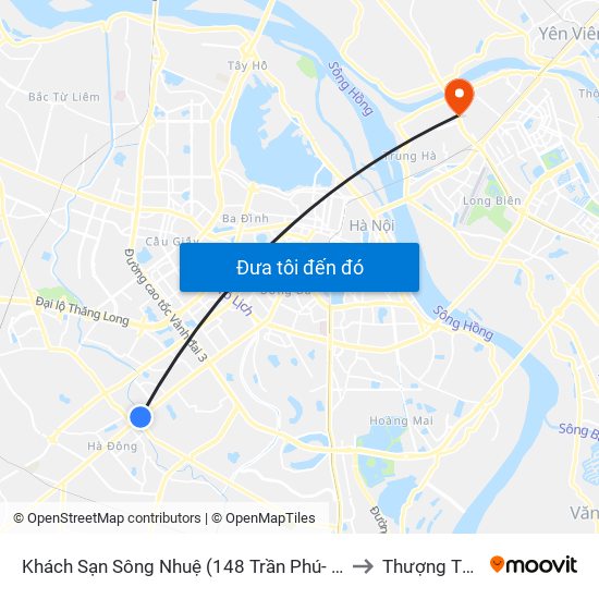 Khách Sạn Sông Nhuệ (148 Trần Phú- Hà Đông) to Thượng Thanh map