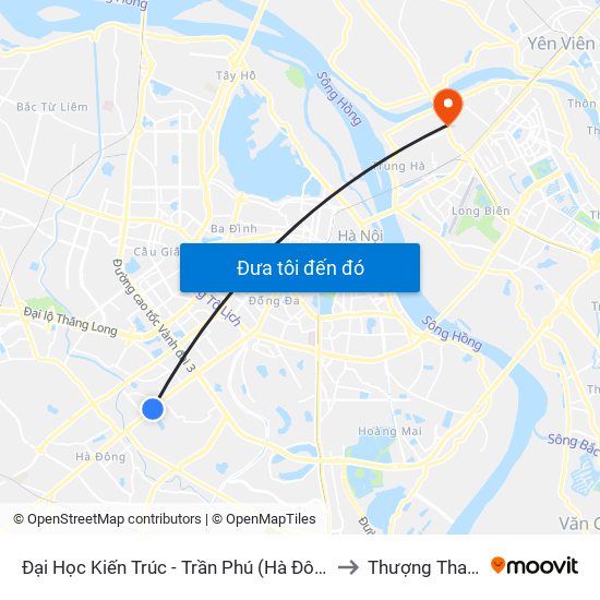 Đại Học Kiến Trúc - Trần Phú (Hà Đông) to Thượng Thanh map