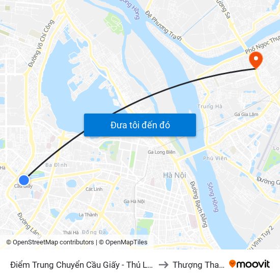 Điểm Trung Chuyển Cầu Giấy - Thủ Lệ 02 to Thượng Thanh map