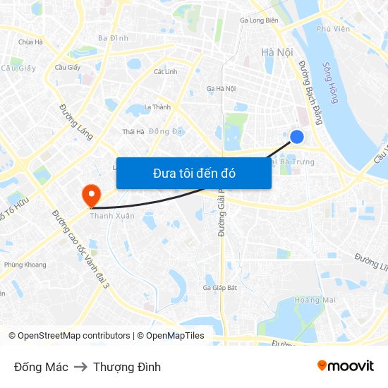 Đống Mác to Thượng Đình map