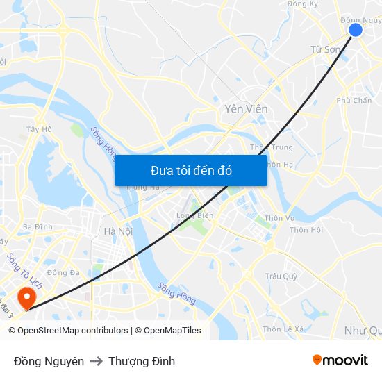 Đồng Nguyên to Thượng Đình map