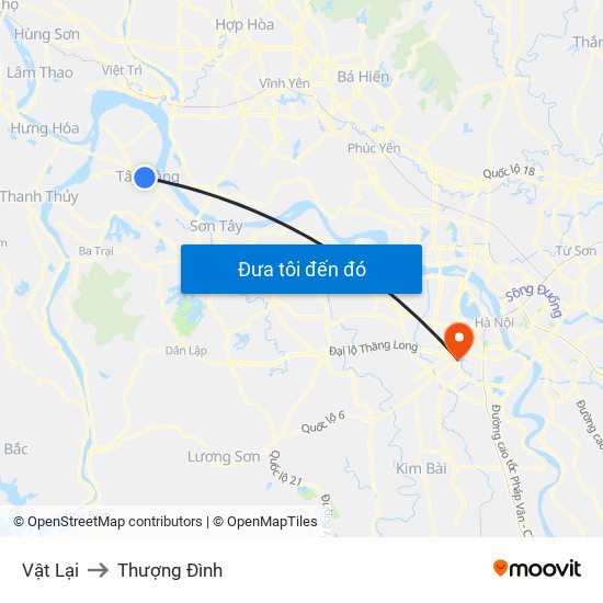 Vật Lại to Thượng Đình map