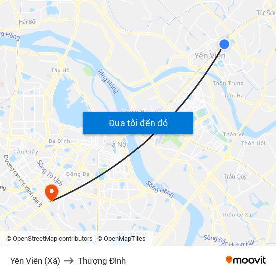 Yên Viên (Xã) to Thượng Đình map