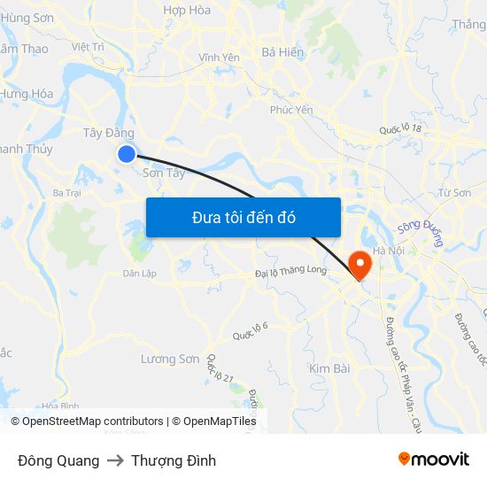 Đông Quang to Thượng Đình map