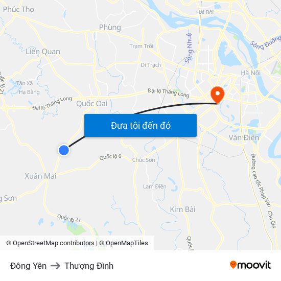 Đông Yên to Thượng Đình map