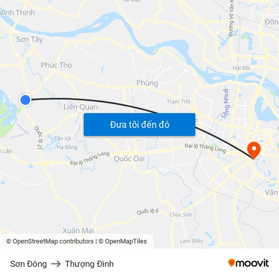 Sơn Đông to Thượng Đình map