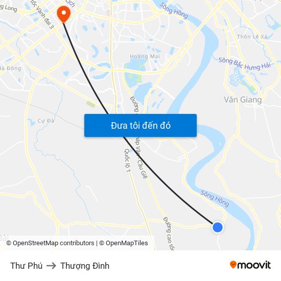 Thư Phú to Thượng Đình map