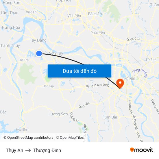 Thụy An to Thượng Đình map