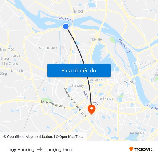 Thụy Phương to Thượng Đình map