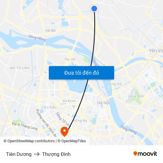 Tiên Dương to Thượng Đình map