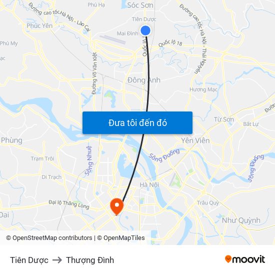 Tiên Dược to Thượng Đình map