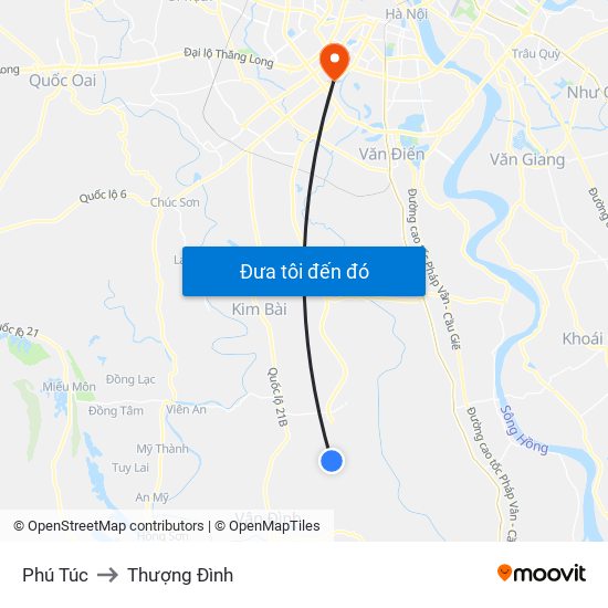 Phú Túc to Thượng Đình map