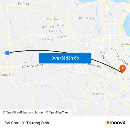 Sài Sơn to Thượng Đình map