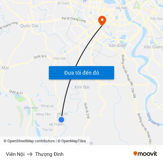 Viên Nội to Thượng Đình map