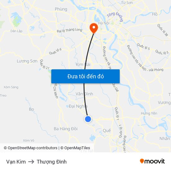 Vạn Kim to Thượng Đình map