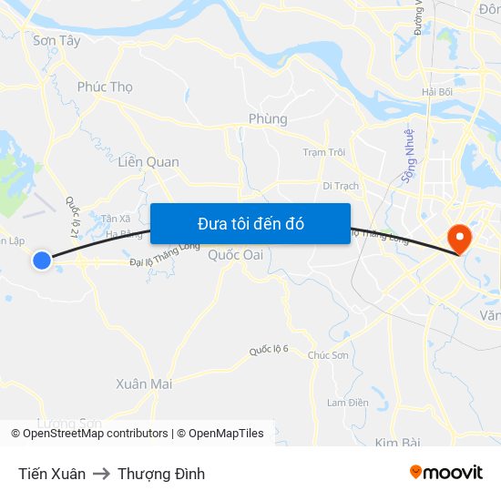 Tiến Xuân to Thượng Đình map