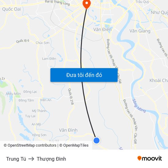 Trung Tú to Thượng Đình map