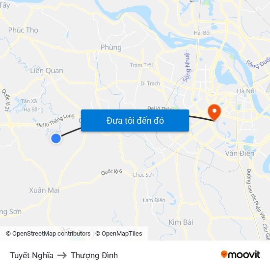 Tuyết Nghĩa to Thượng Đình map