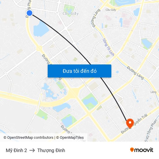 Mỹ Đình 2 to Thượng Đình map