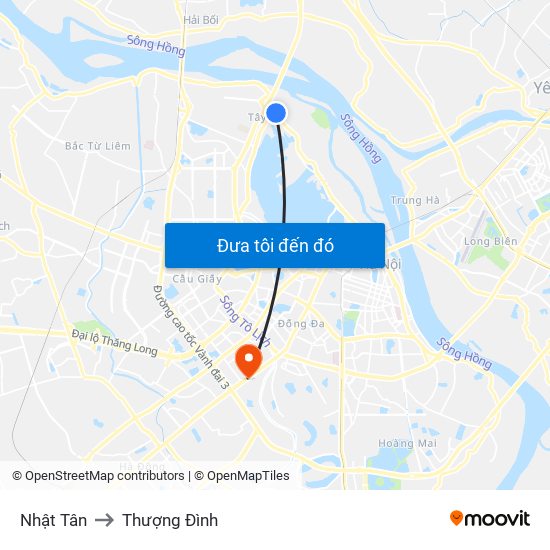 Nhật Tân to Thượng Đình map